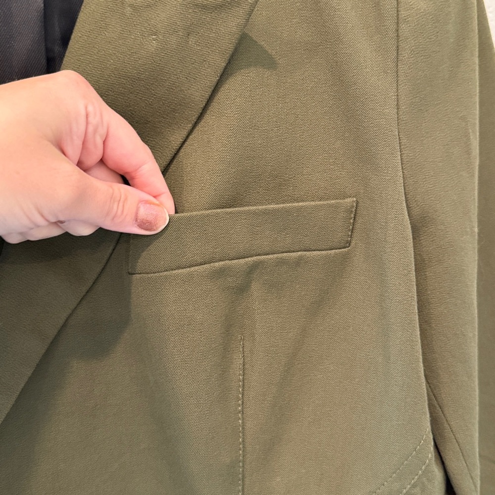 Derek Lam 10 Crosby Ady Double-Breasted Blazer Women’s Size 12 Army Green - Picture 10 of 12